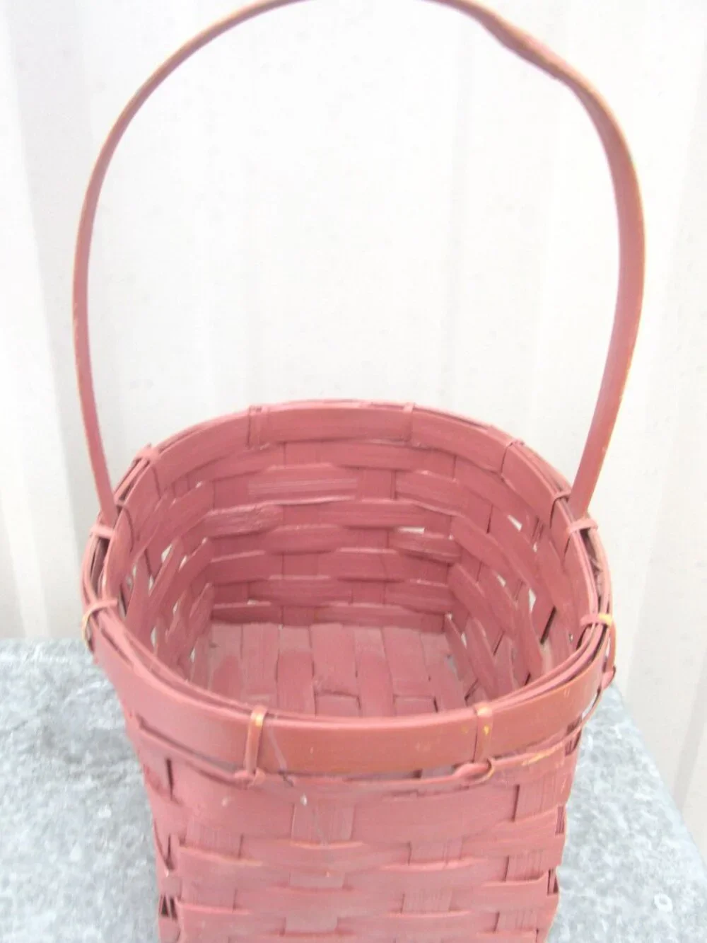 Brown Wicker Woven Basket with Handle and Spring Decor